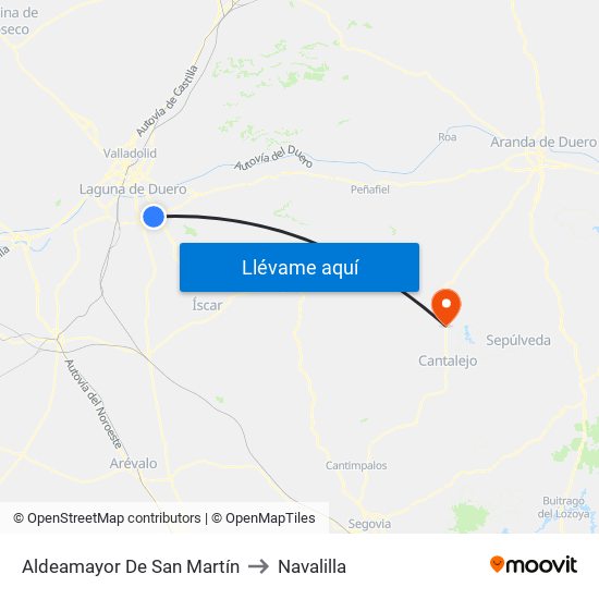 Aldeamayor De San Martín to Navalilla map