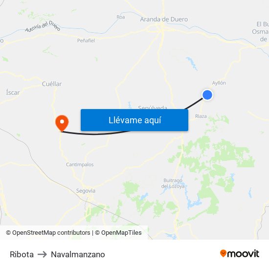 Ribota to Navalmanzano map