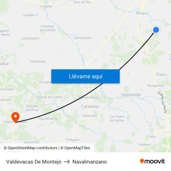 Valdevacas De Montejo to Navalmanzano map