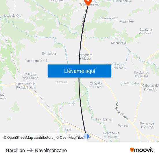 Garcillán to Navalmanzano map