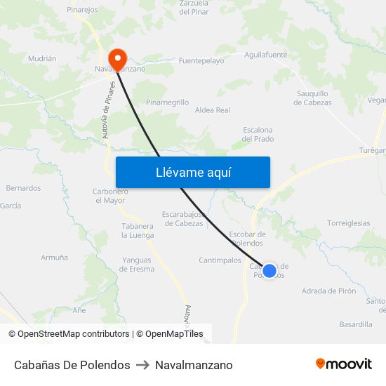 Cabañas De Polendos to Navalmanzano map