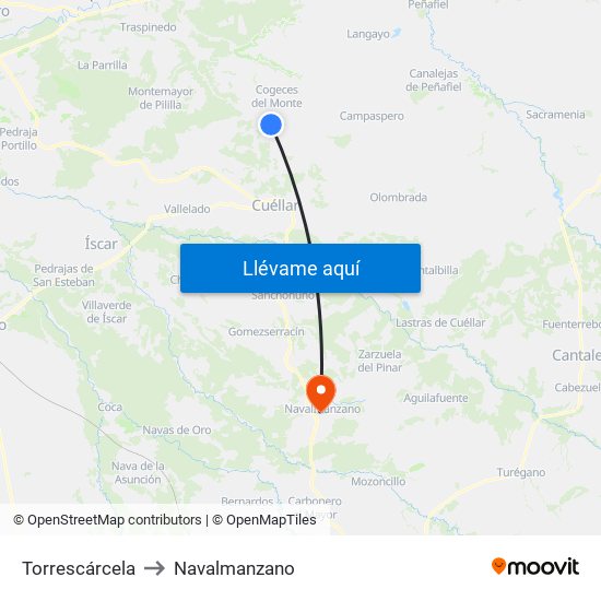 Torrescárcela to Navalmanzano map