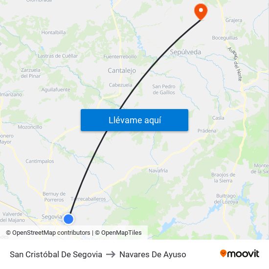 San Cristóbal De Segovia to Navares De Ayuso map