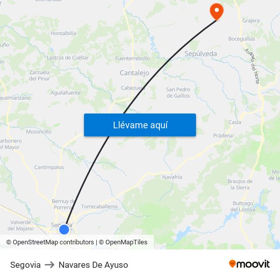 Segovia to Navares De Ayuso map