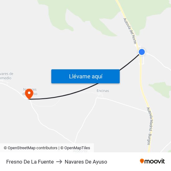 Fresno De La Fuente to Navares De Ayuso map