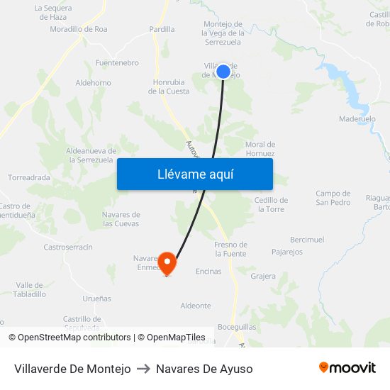 Villaverde De Montejo to Navares De Ayuso map