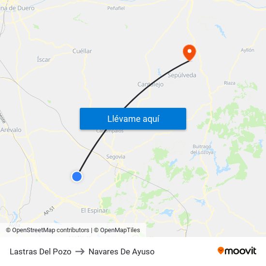 Lastras Del Pozo to Navares De Ayuso map