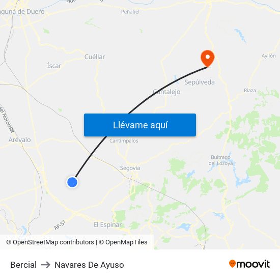 Bercial to Navares De Ayuso map