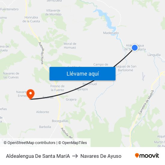 Aldealengua De Santa Marí­A to Navares De Ayuso map