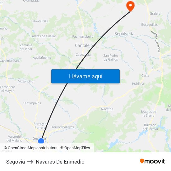 Segovia to Navares De Enmedio map