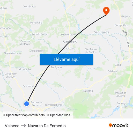 Valseca to Navares De Enmedio map