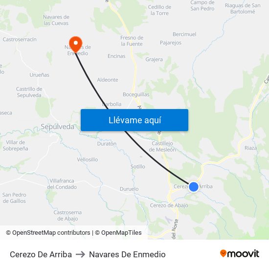 Cerezo De Arriba to Navares De Enmedio map