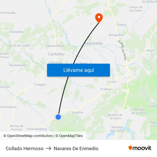 Collado Hermoso to Navares De Enmedio map