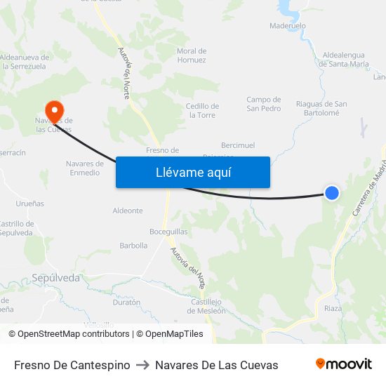 Fresno De Cantespino to Navares De Las Cuevas map