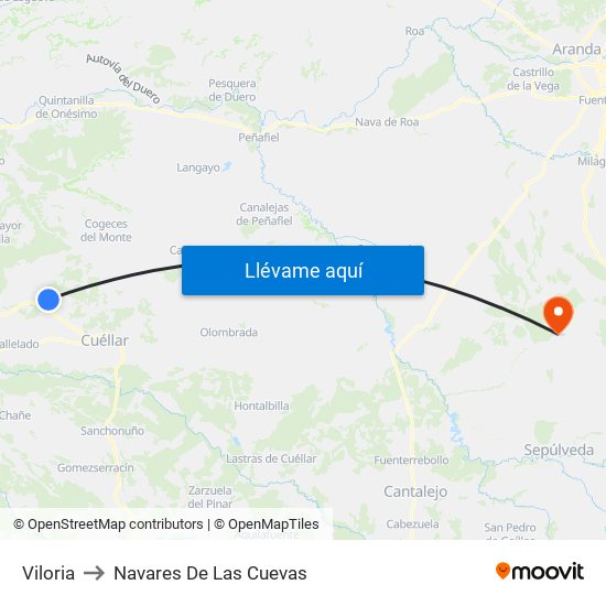 Viloria to Navares De Las Cuevas map