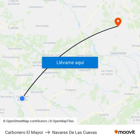 Carbonero El Mayor to Navares De Las Cuevas map