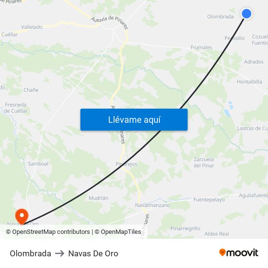 Olombrada to Navas De Oro map