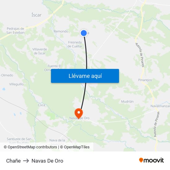 Chañe to Navas De Oro map