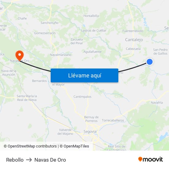 Rebollo to Navas De Oro map