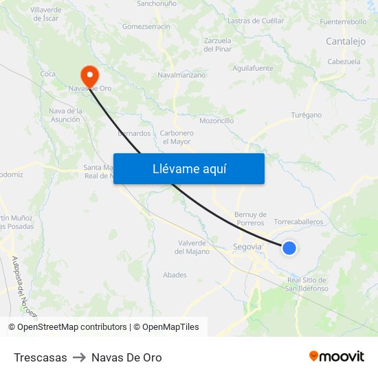 Trescasas to Navas De Oro map