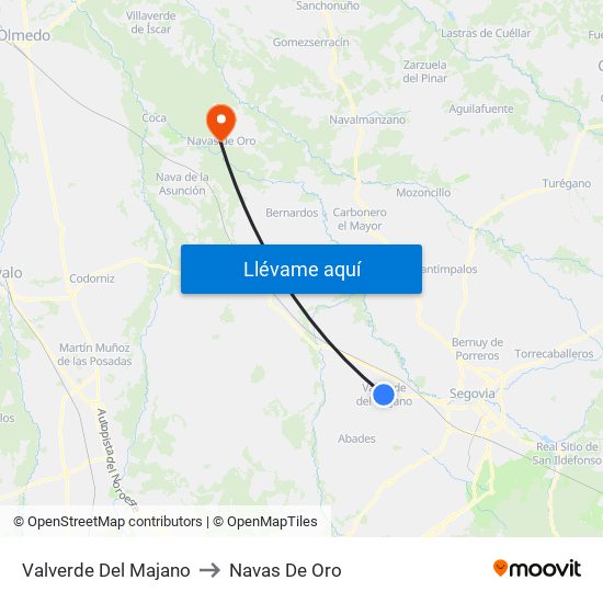 Valverde Del Majano to Navas De Oro map