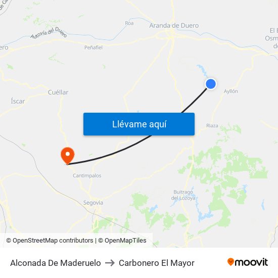 Alconada De Maderuelo to Carbonero El Mayor map
