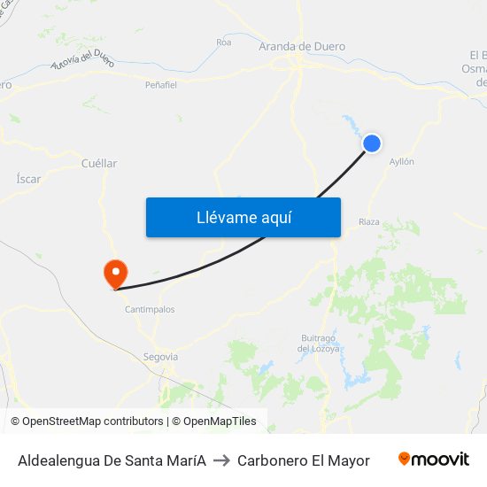 Aldealengua De Santa Marí­A to Carbonero El Mayor map