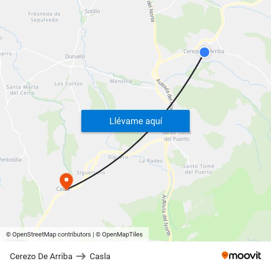 Cerezo De Arriba to Casla map