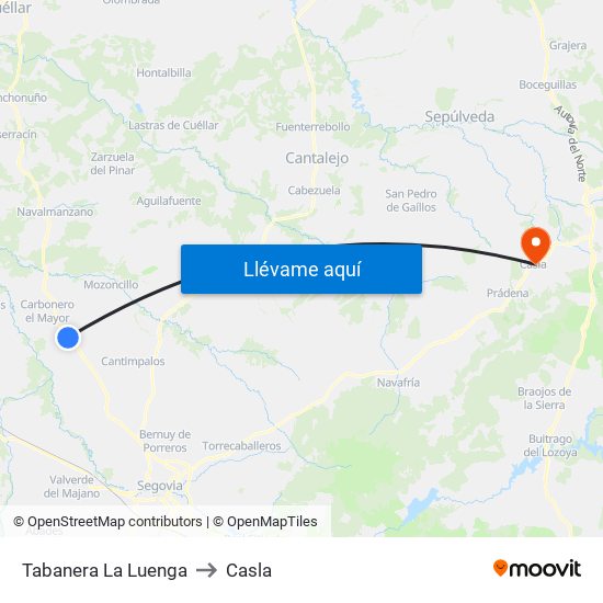 Tabanera La Luenga to Casla map