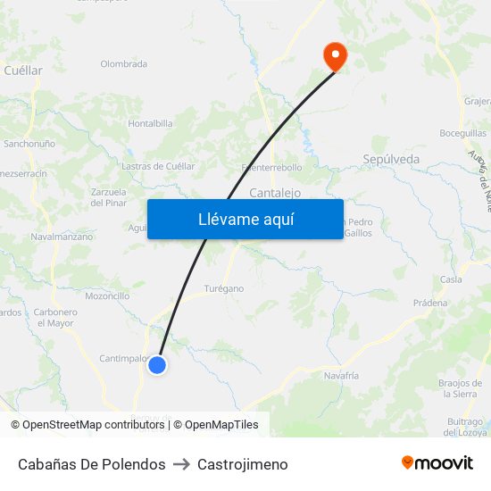 Cabañas De Polendos to Castrojimeno map