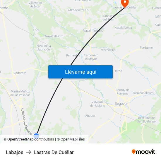 Labajos to Lastras De Cuéllar map