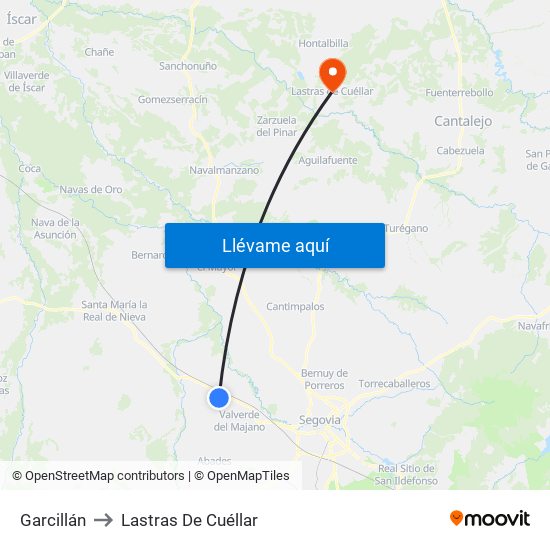 Garcillán to Lastras De Cuéllar map