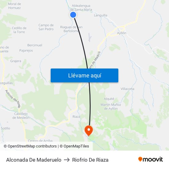 Alconada De Maderuelo to Riofrío De Riaza map