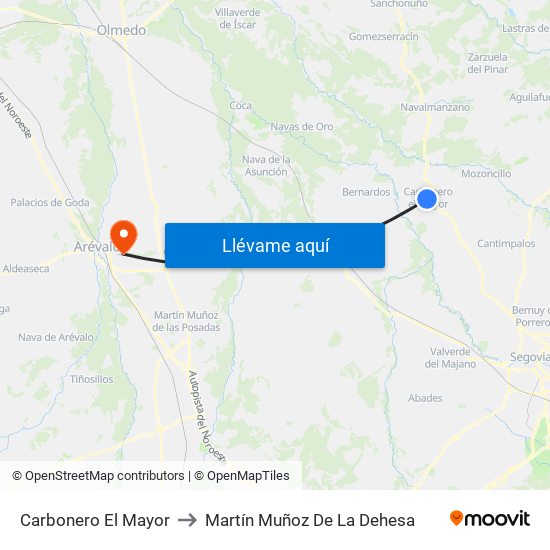 Carbonero El Mayor to Martín Muñoz De La Dehesa map