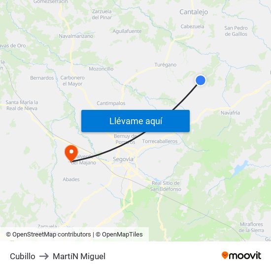 Cubillo to Martí­N Miguel map