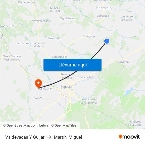 Valdevacas Y Guijar to Martí­N Miguel map