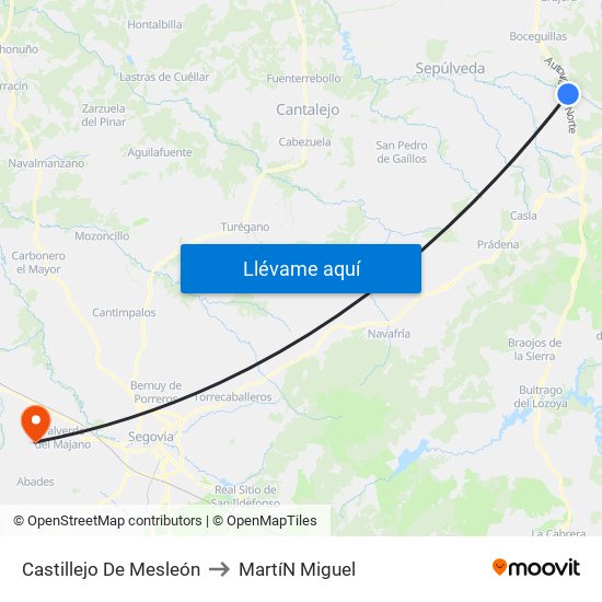 Castillejo De Mesleón to Martí­N Miguel map