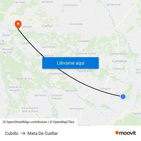 Cubillo to Mata De Cuéllar map