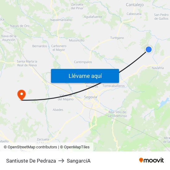 Santiuste De Pedraza to Sangarcí­A map