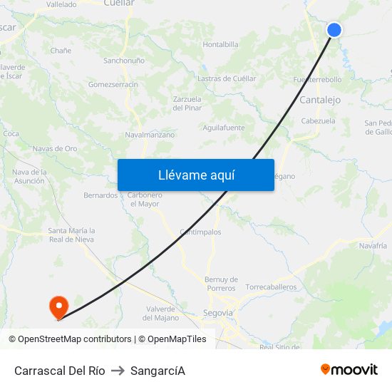 Carrascal Del Río to Sangarcí­A map