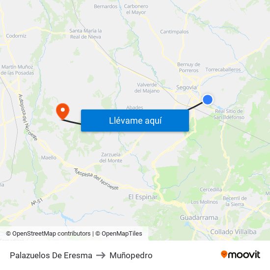 Palazuelos De Eresma to Muñopedro map
