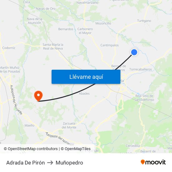 Adrada De Pirón to Muñopedro map