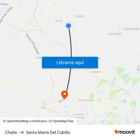 Chañe to Santa María Del Cubillo map