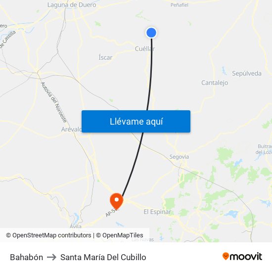 Bahabón to Santa María Del Cubillo map