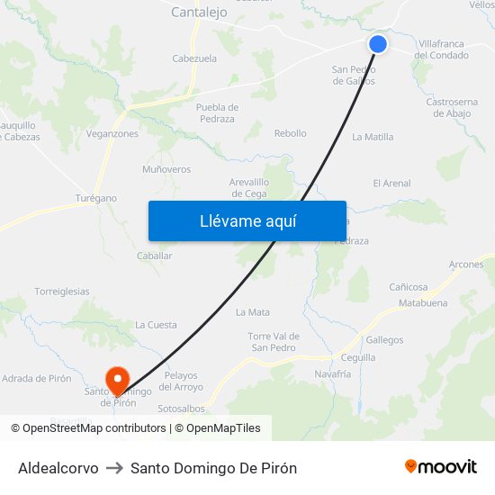 Aldealcorvo to Santo Domingo De Pirón map