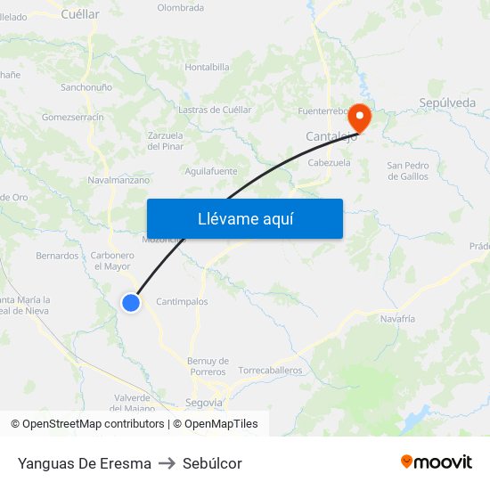 Yanguas De Eresma to Sebúlcor map