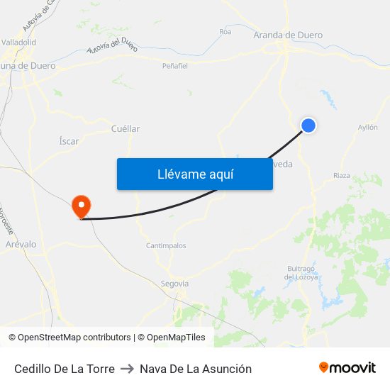 Cedillo De La Torre to Nava De La Asunción map