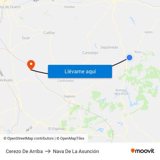 Cerezo De Arriba to Nava De La Asunción map