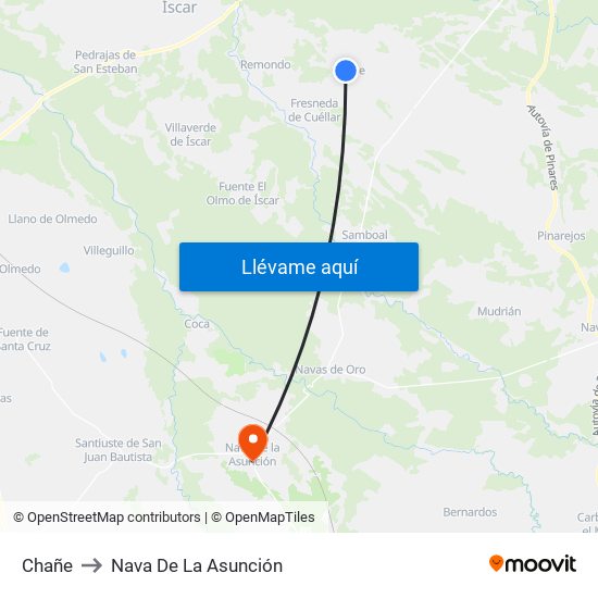 Chañe to Nava De La Asunción map