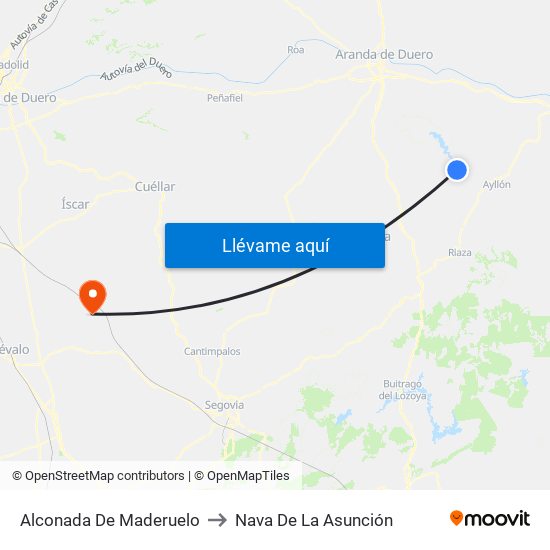 Alconada De Maderuelo to Nava De La Asunción map